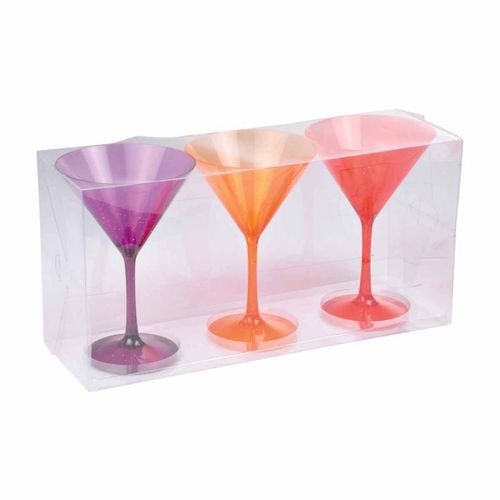 Paris Prix - Lot De 3 Verres À Cocktail "Acrylique" 16cm Orange