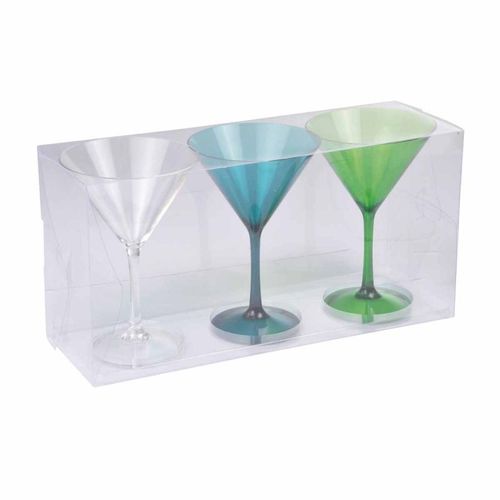Paris Prix - Lot De 3 Verres À Cocktail "Acrylique" 16cm Vert
