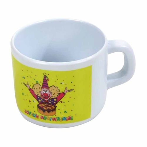 Paris Prix - Tasse Déco Mélaminé "Clown" 8cm Jaune