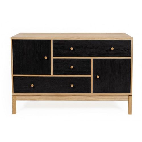 Paris Prix - Buffet 2 Portes & 3 Tiroirs "Abbeywood" 120cm Chêne & Noir