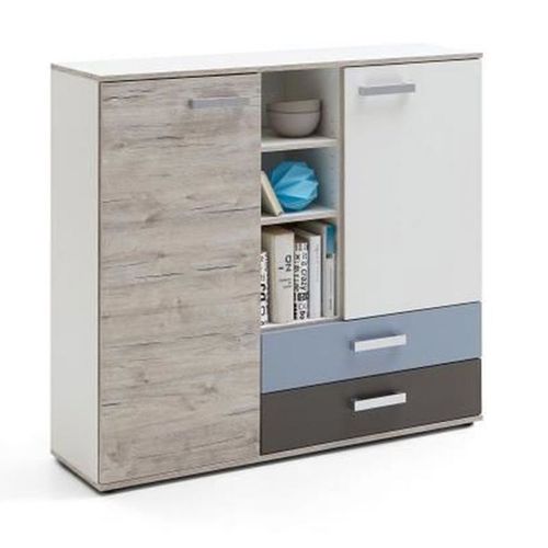 Paris Prix - Commode 2 Portes & 2 Tiroirs "Anoya" 116cm Chêne