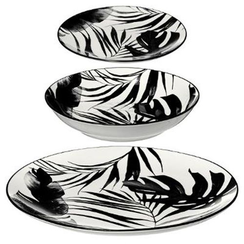 Service De Table 18 Pièces "Palme" 26cm Noir