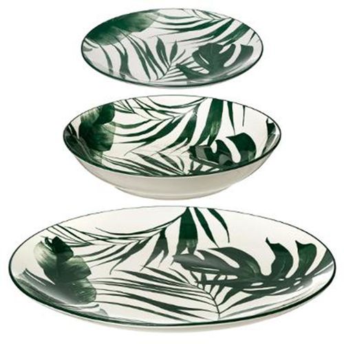 Service De Table 18 Pièces "Palme" 26cm Vert