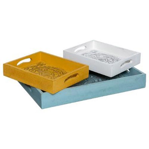 Lot De 3 Plateaux "Idylle Folk" 45cm Multicolore