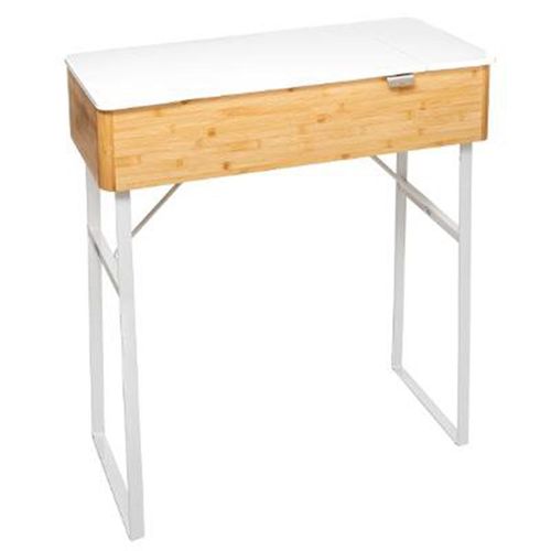 Coiffeuse & Miroir En Bambou "Levia" 88cm Blanc