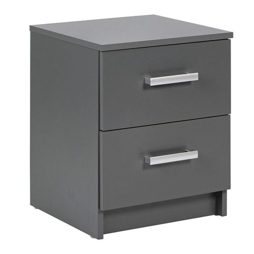 Table De Chevet 2 Tiroirs Design "Azio" 51cm Gris