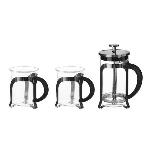 Coffret Cafetière & 2 Tasses "Café" 60cl Noir