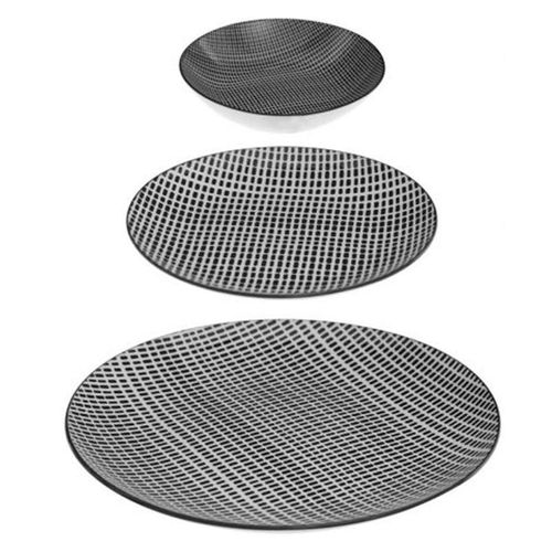 Service De Table 18 Pièces "Bohemia Square" 27cm Noir