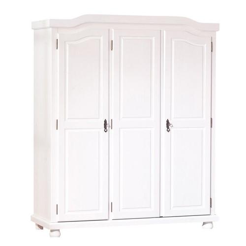 Paris Prix - Armoire En Bois 3 Portes "Cardaillac" 150cm Blanc