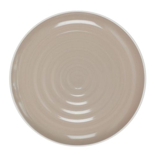 Paris Prix - Lot De 6 Assiettes Plates "Bicolore Mania" 27cm Beige