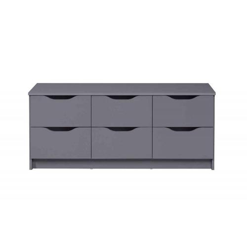 Paris Prix - Commode 6 Tiroirs Design "Litania" 122cm Gris