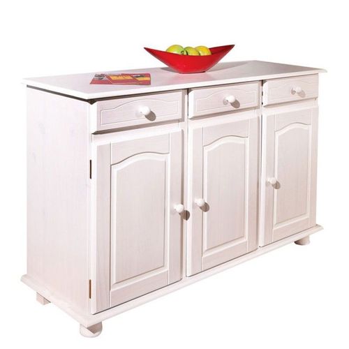 Bahut Bas En Bois Massif "Alienor" 130cm Blanc