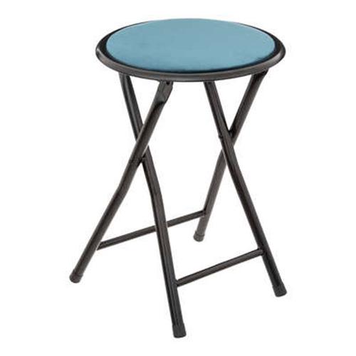 Tabouret Pliant En Velours "Cyda" 45cm Bleu