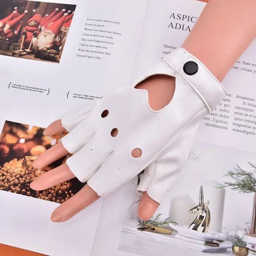 Gants Métalliques En Faux Cuir Pour Femmes,Aspect Dos Or Et Argent,Mitaines De Performance De Soirée,Gants Longs En Latex,Longueur De Coude Sexy - Type White #A