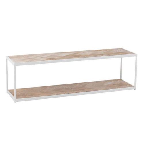 Paris Prix - Table Basse 2 Niveaux "Miraza" 150cm Naturel & Blanc