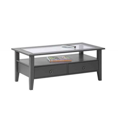 Table Basse 2 Tiroirs En Bois "Istres" 115cm Gris