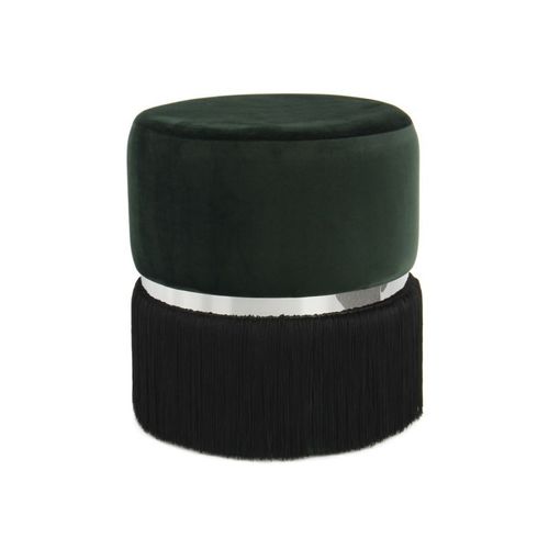 Pouf Rond Bicolore "Rebecca" 44cm Vert & Noir