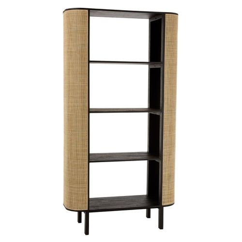 Paris Prix - Étagère Design En Rotin "Molly" 190cm Noir & Beige