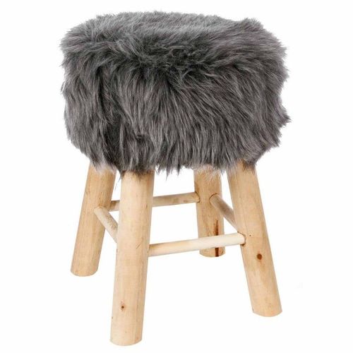 Tabouret Imitation Fourrure "Instants Nature" 42cm Gris