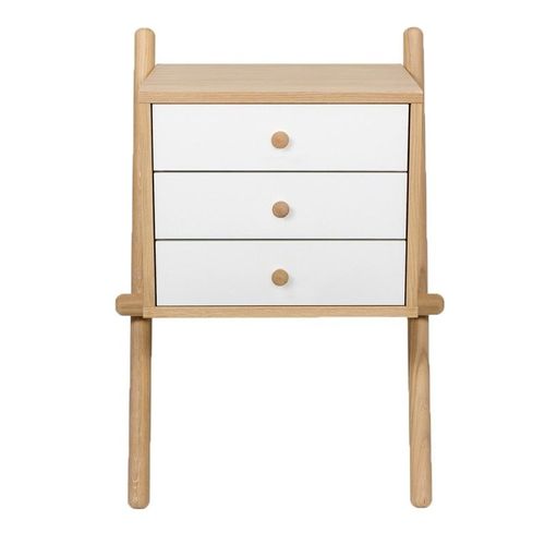 Paris Prix - Table De Chevet Murale 3 Tiroirs "Wiru" 70cm Chêne & Blanc
