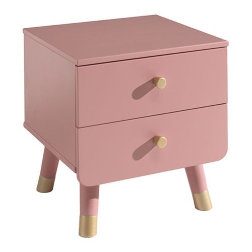 Paris Prix - Table De Chevet Enfant 2 Tiroirs "Billy" 43cm Rose