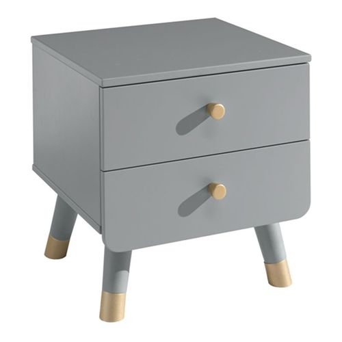 Paris Prix - Table De Chevet Enfant 2 Tiroirs "Billy" 43cm Gris