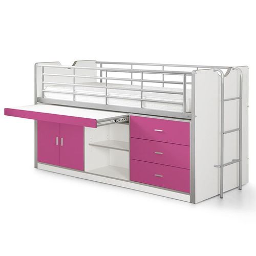 Paris Prix - Lit Combiné Enfant "Bonny" 90x200cm Fuchsia