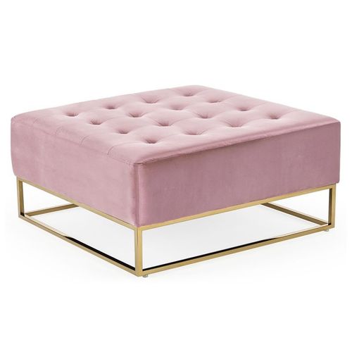 Paris Prix - Pouf Carré En Velours "Lakota" 90cm Rose