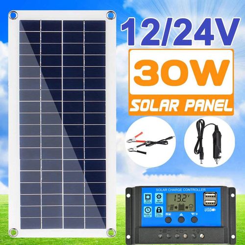 Kit De Démarrage Solaire Polycristallin 12v 10w 30w 100w, Panneau Solaire, Contrôleur De Cellule Pour Téléphone, Camping-Car, Chargeur Mp3 Pad, Alimentation Extérieure