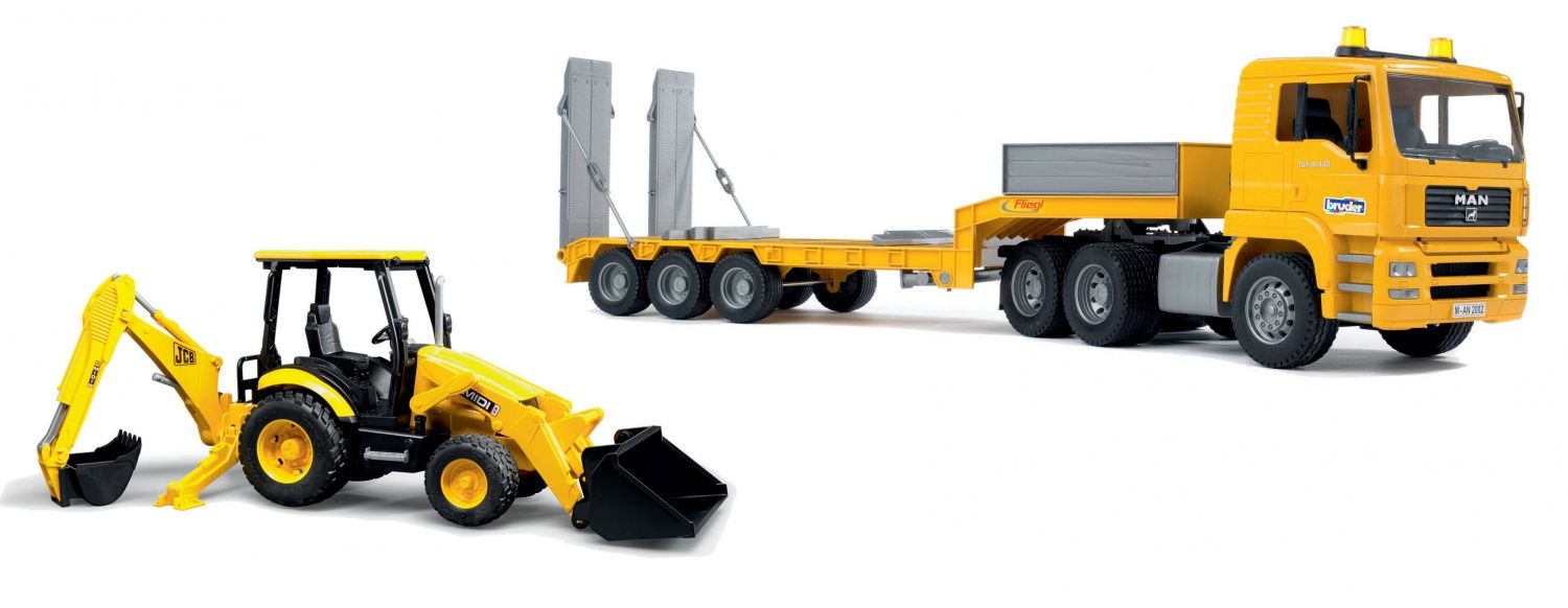 BRUDER CAMION DE TRANSPORT MAN TGA AVEC PLATEFORME ET TRACTOPELLE JCB MIDI CX Rakuten