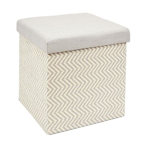 Paris Prix - Pouf Coffre Pliable "Tressé" 38cm Gris