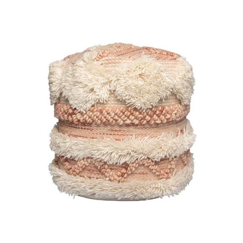 Paris Prix - Pouf Bohème Fait À La Main "Bohist" 35cm Rose & Crème