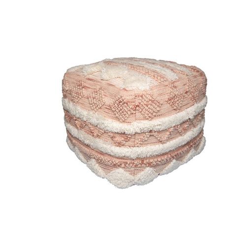 Paris Prix - Pouf Bohème Fait À La Main "Bohist" 50cm Rose & Crème