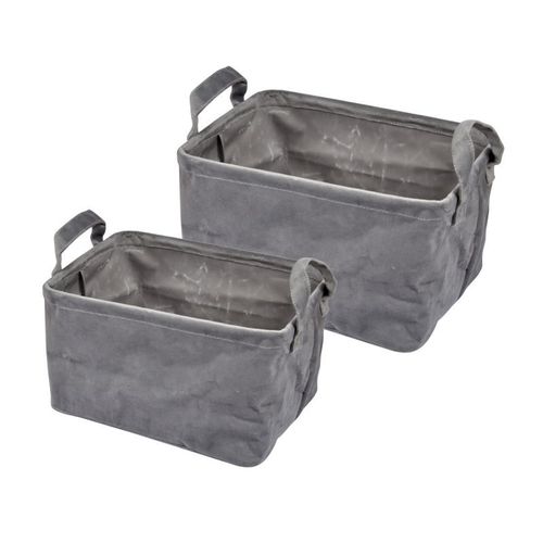 Lot de 2 Panières Rectangles "Velvet" 32cm Anthracite