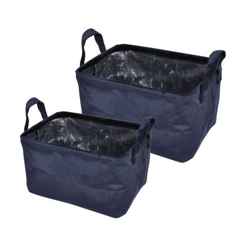 Lot de 2 Panières Rectangles "Velvet" 32cm Bleu Foncé