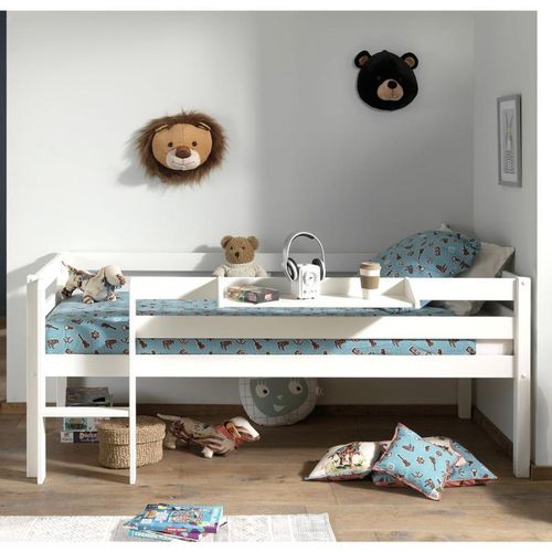 Paris Prix - Pack - Lit Enfant Surélevé & Etagère "Pino" Blanc