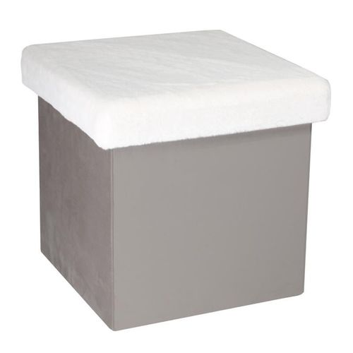 Paris Prix - Pouf & Coffre De Rangement "Léo" 38cm Gris