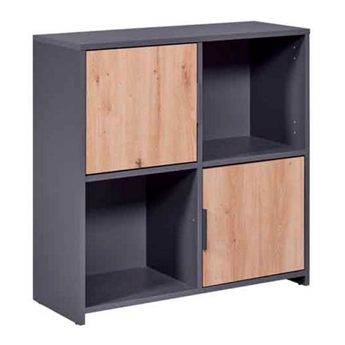 Paris Prix - Étagère 2 Portes "Gemeno" 77cm Gris & Chêne