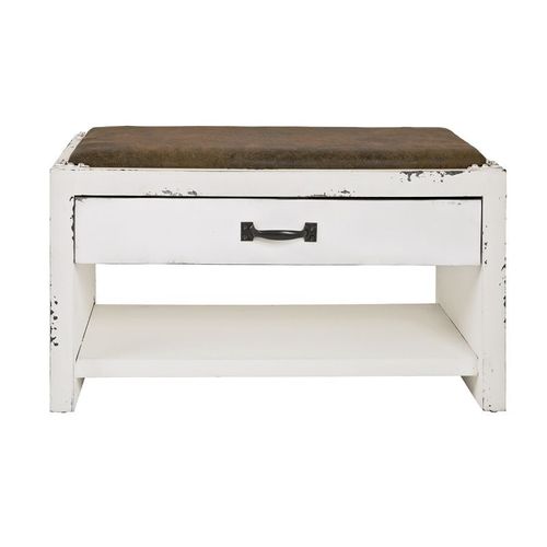 Paris Prix - Range-Chaussures & Assise "Parquet" 72cm Blanc