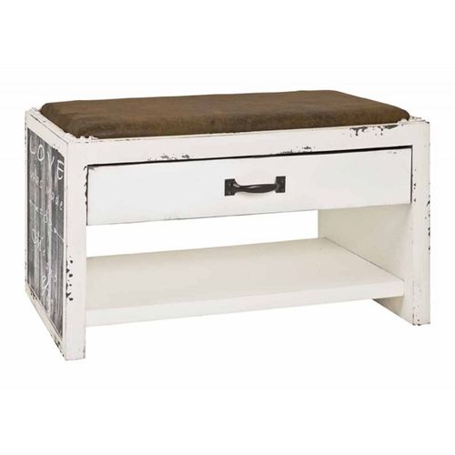 Paris Prix - Range-Chaussures & Assise "Écriture" 72cm Blanc
