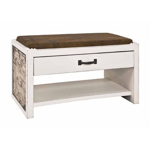 Paris Prix - Range-Chaussures & Assise "Wall Street" 72cm Blanc