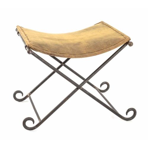 Paris Prix - Tabouret Pliable En Cuir "Rodéo" 58cm Marron
