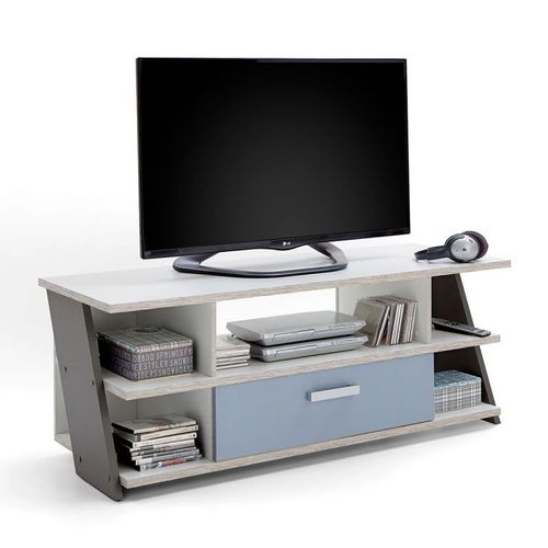 Paris Prix - Meuble Tv 5 Niches "Anoya" 135cm Chêne & Blanc