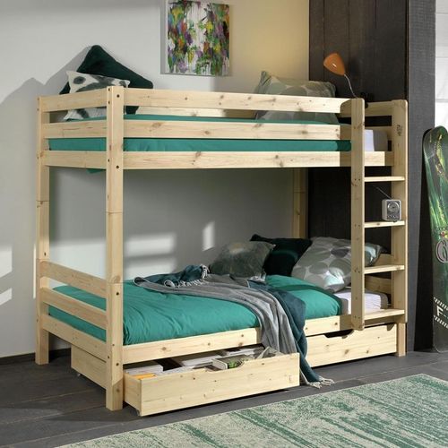 Paris Prix - Pack - Lit Superposé Enfant & 2 Tiroirs "Pino" 90x200cm Naturel