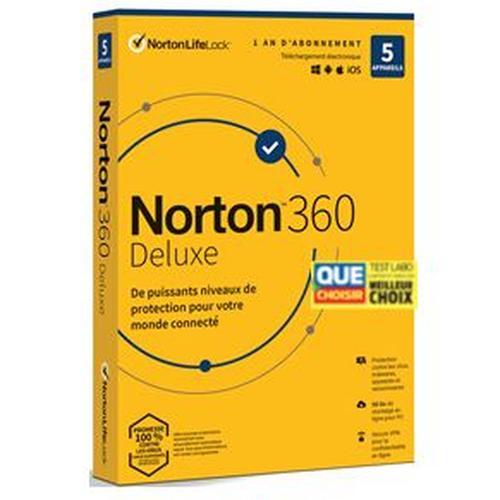 Sans Cb - Norton 360 Deluxe Esd 5 Appareils - 5app - 1 An - 50gb Cloud - Envoyé Par Mail