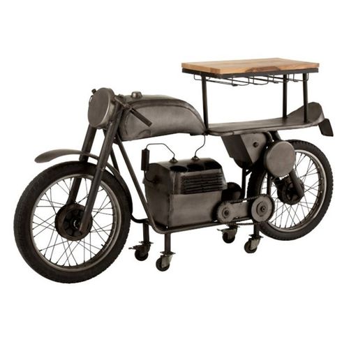 Paris Prix - Table De Bar Design "Motocyclette" 200cm Gris