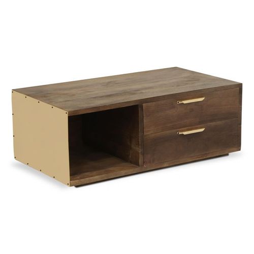 Table Basse Design "Firmin" 110m Marron & Or