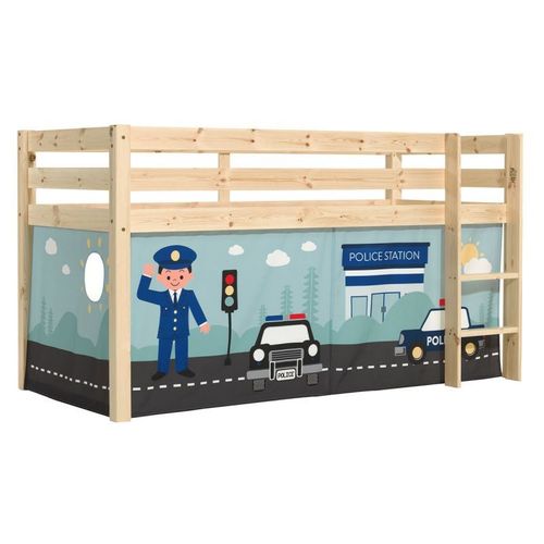 Lit Enfant Surélevé "Pino Police" 90x200cm Naturel