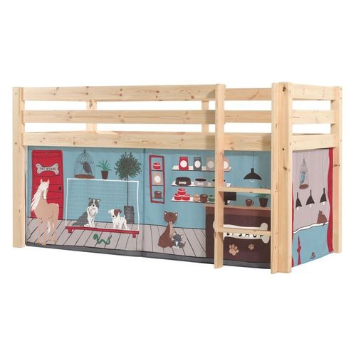 Lit Enfant Surélevé "Pino Pet Shop" 90x200cm Naturel