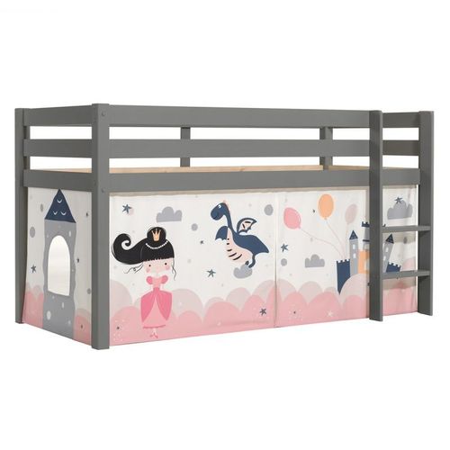 Lit Enfant Surélevé "Pino Princesse Sophie" 90x200cm Gris